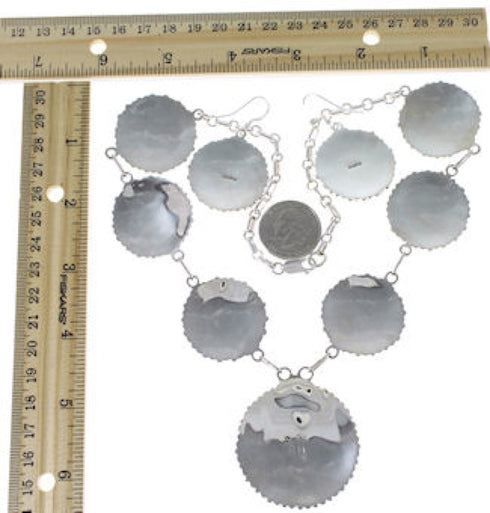 Red Oyster Shell Authentic Sterling Silver Link Necklace Earrings Set NS28711